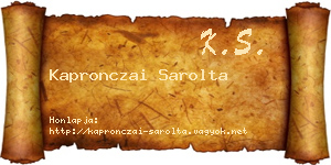 Kapronczai Sarolta névjegykártya